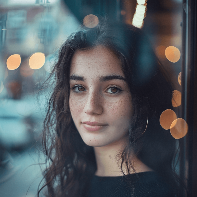 Calm and thoughtful woman portrait