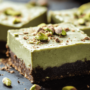 Square-shaped pistachio-flavored cakes