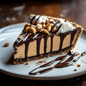 Slice of chocolate peanut butter pie