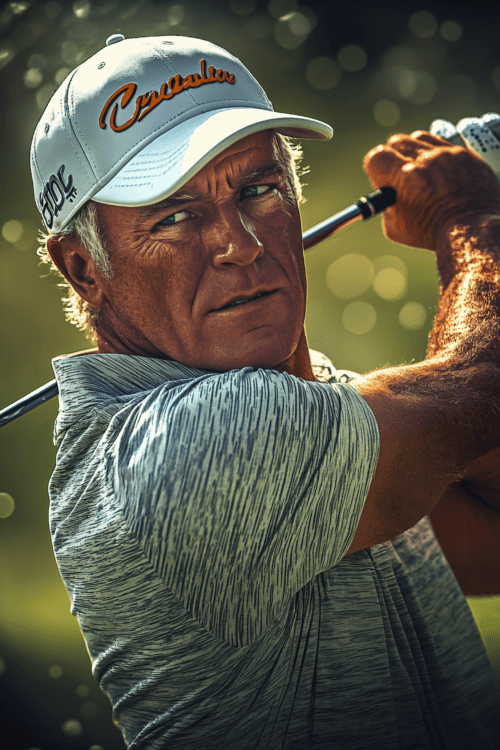 Tanned-skinned male golfer