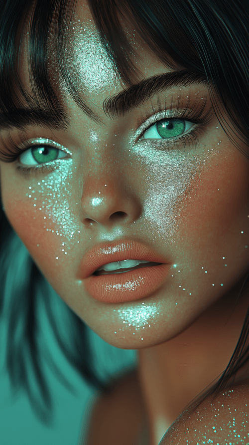 Woman wearing green eyeshadow