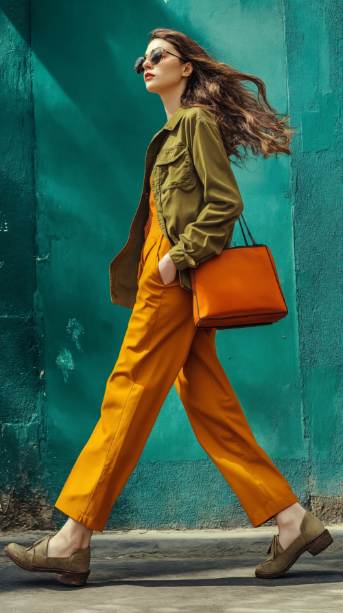 Magazine model shot of a woman walking