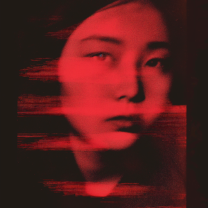 Portrait with red color and glitch effects.